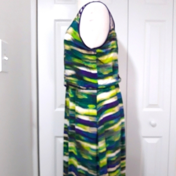 Attention Dress Maxi Sleeveless Multicolor Purple Green Blue Cutout Deta… - Picture 5 of 11
